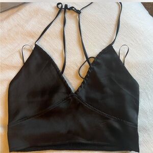 Black Silk Halter Top